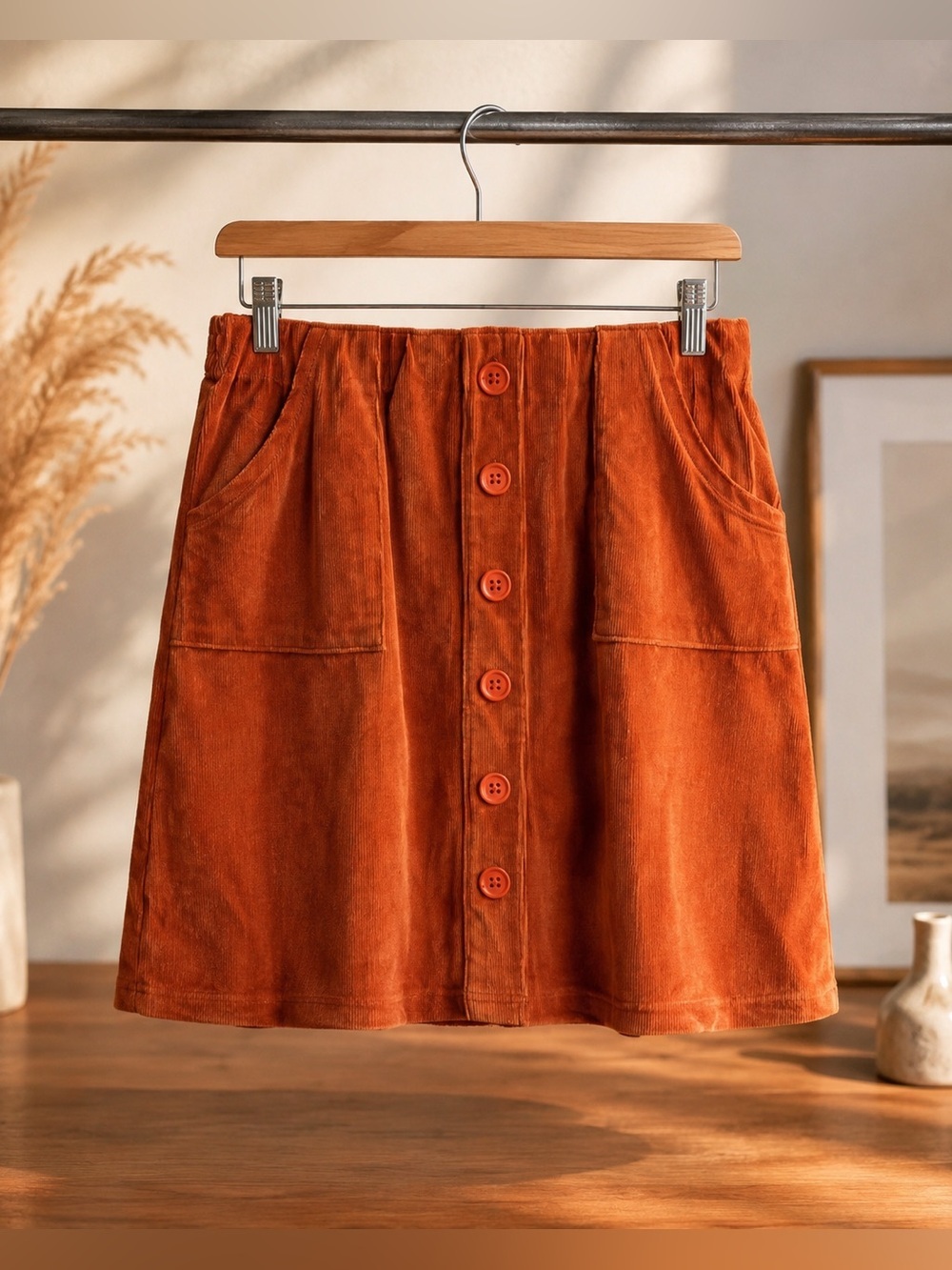 LuLaRoe Burnt Orange Corduroy A-Line Skirt NWOT Medium Fall Autumn